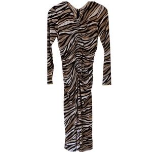Michael Kors‎ Zebra Patterned Dress Bodycon Ruched NWT Size Women’s Medium